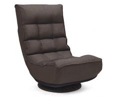 COSTWAY Bodenstuhl mit Verstellbarer Rückenlehne, Meditationsstuhl klappbar, Faules Sofa 360°drehbar, Bodensessel Fensterstuhl gepolstert (Kaffee)