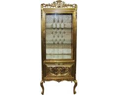 Casa Padrino Barock Vitrine Gold/Gold - Vitrinenschrank - Wohnzimmerschrank Glasvitrine - Antik Look