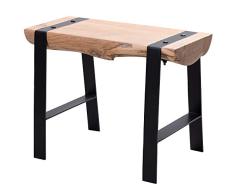 FineBuy Design Sitzhocker FB51034 60 x 45 x 28 cm Vollholz Akazie Hocker | Holzhocker mit Metallbeinen | Kleine Sitzbank Esszimmer | Beistellhocker Wohnzimmer | Esszimmerhocker massiv Baumstamm