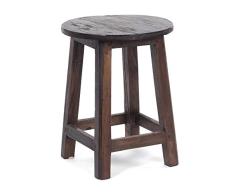 DESIGN DELIGHTS MASSIVHOLZ HOCKER Cottage | Mahagoni Altholz, rund, 46x30x30cm (HxBxT) | Dekohocker, runder Schemel, Blumenhocker | Farbe: 03 Dunkelbraun