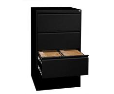 PROFI STAHL BÜRO HÄNGEREGISTRATUR SCHRANK BÜROCONTAINER schwarz 1320 x 760 x 620mm (HxBxT) mit 4 Schüben, doppelbahnig 561429