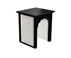 Marokkanischer Vintage Beistelltisch Hocker aus Holz ISRA Schwarz Weiß 45cm | Orientalischer eckiger Tisch Blumenhocker klein für Wohnzimmer oder Küche | Orientalische Beistelltische als Dekoration