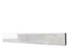 Mirjan24 TV Schrank Stone, Fernsehschrank, TV Lowboard, Grifflose Öffnen, Hängeschrank Hochglanz Matt Wohnwand (Weiß/Weiß Hochglanz, Modell: 180 / ohne LED Beleuchtung)