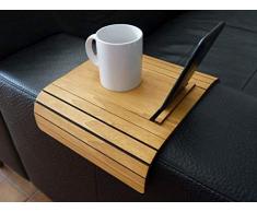 Holz sofa armlehnentisch mit telefon und tablet stehen in vielen farben wie helle nussbaum Armlehnentablett Moderner tisch für couch Klein schleichendes sofatisch Armlehne flexibel tablett