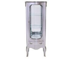 Casa Padrino Barock Vitrine Silber 130 cm - Vitrinenschrank - Wohnzimmerschrank