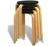 yorten 4 STK.Hocker Stapelhocker Barstühle Gymnastikhocker, Bad-Hocker Rund, Holz-Hocker Partyhocker Gästehocker Küchenhocker aus Massivem Bugholz 42,5 x 45 cm (Schwarz)
