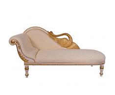Recamiere Schwanendekor weiß gold Ottomane Chaiselounge links