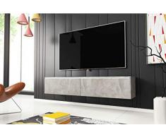 Kane - Fernsehschrank/Tv-Lowboard Hängend In Betonoptik Mit Led 140Cm