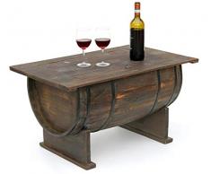 DanDiBo Couchtisch als halbiertes Weinfass Tisch aus Holz Beistelltisch 80 cm 5084 Weinregal Wein Fass Bar