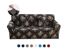 Sofabezug 1 2 3 4 Sitzer Stretch, DOTBUY Elastische Universal Sofa Überwürfe Sofahusse Sofa Abdeckung Schonbezug Couchbezug für Armlehnen Sofa - Jacquard Muster (2 Sitzer (145-185cm),Schwarzer Barock)