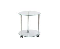 wohnfuehlidee Beistelltisch 2975, mit 2 Glasplatten und Rollen, Chrom