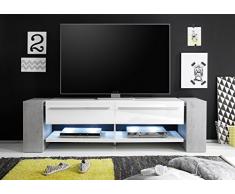 trendteam TM32235 TV Möbel Lowboard weiss Hochglanz, Beton Industry Nachbildung, BxHxT 170x51x40 cm
