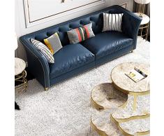WSN Kunstleder Loungesofa, Leder Loveseat 2 Sitzer Sofa Futon Couch Wohnzimmermöbel Kunstleder blau