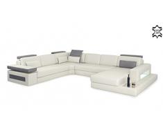 Ledersofa XXL Wohnlandschaft Leder Couch Sofa Ledercouch Eckcouch Designsofa U-Form mit LED-Licht Beleuchtung AUGSBURG