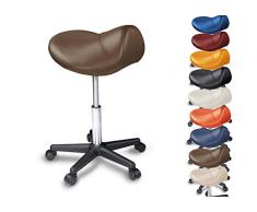 Promafit Sattelhocker/Sattelstuhl mit PU Rollen für alle Böden - ergonomisch - stufenlos höhenverstellbar - viele Farben - 360° drehbar - Arbeitshocker - Praxishocker - Kein Werkzeug notwendig Braun
