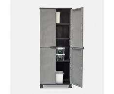2 Stück Kunststoffschrank mit Rattan-Design! Jeder Schrank abschließbar, mit 3 höhenverstellbaren Böden und vier Füßen. Topp für Haushalt, Werkstatt, Garage und Garten! 68 x 40 x 171 cm
