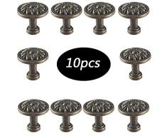 Retro Antik Möbelknopf - Schubladengriffe,Antiker Knopf Für Schrank Schubladenschrank Kleiderschrank Tür- Bronze-Zink-Legierung - Packung mit 10