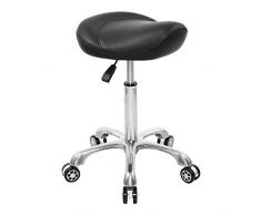 Easy Life Sattelhocker Rollhocker mit Rollen höhenverstellbarer Drehhocker Arbeitshocker Küchenhocker, Hocker für Büro Salon Massage Spa (Schwarz)