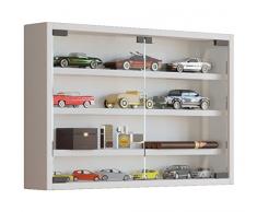 VCM Sammelvitrine Sammlervitrine Wandvitrine Wandregal Hängeregal Hängevitrine Vitrine Schaukasten Holz Osado M: Weiß