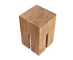 Invicta Interior Massiver Hocker Castle 45cm Akazie gebürstet Wild Teak Finish Massivholz Fußhocker Beistelltisch Holztisch