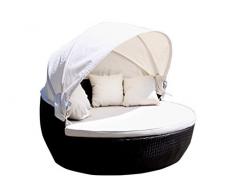 Posten Börse Sonneninsel Ø 170 cm Polyrattan schwarz mit Sonnendach