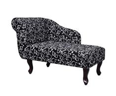 mewmewcat Chaiselongue mit Blumenmuster Stoff 104 x 51 x 69,5 cm Schwarz und Weiß