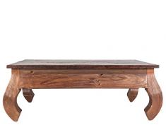 SalesFever Opium-Tisch aus recyceltem Teak-Holz mit kolonialfarbener Platte recht-eckig 70x100 cm | Oceandrift | Massiv-Holz Couch-Tisch Natur für Ihr Wohnzimmer 70cm x 100cm