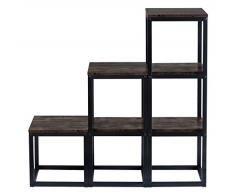 Botone Hamburg Treppenregal, Standregal, Aktenregal, Stabiler Metallrahmenim, Vintage-Stil, für Wohnzimmer, Flur, Büro