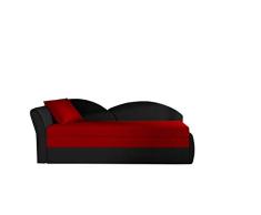 Sofa mit Schlaffunktion und Bettkasten, Couch für Wohnzimmer, Schlafsofa Federkern Sofagarnitur Polstersofa Wohnlandschaft mit Bettfunktion - ARGEA (Rot+ Schwarz (Alova 46+Alova 04), Sofa Links)