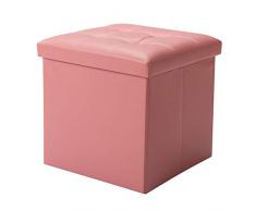XING ZI Sofa stool X-L-H Quadratischer Stauraumhocker, Praktische Lederfußstütze, Gepolsterte Sofabank - Mit Deckel, Wohnzimmerschlafzimmer, Einzelner Stuhlstuhl - Faltbar (Farbe : Pink)
