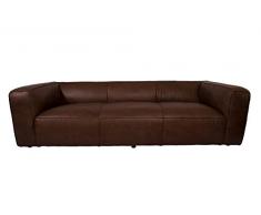 Vintage-Line Clubsofa Dublin Chocolate Brown 3-Sitzer Sofa Couch Ledersofa Rindsleder Designsofa