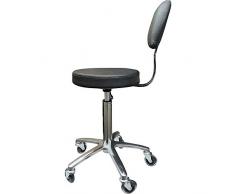 VAKON SALON – Rundsitz Arbeitshocker mit Lehne auf Qualitätsrollen - höhenverstellbarer Drehhocker, Rollhocker, Praxishocker, Bürohocker