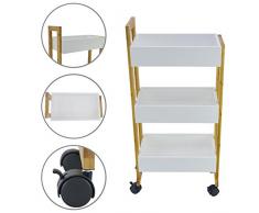 shelfmade Rauma Handwagen Küchenwagen Badregal Küchenregal mit 3 Ablagekörben und leichtgängigen Rollen, aus Bambus