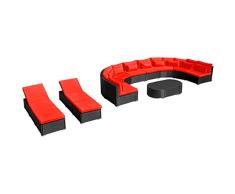 vidaXL Gartenmöbel Poly Rattan Sitzgarnitur Sitzgruppe Sofa Set mit Sonnenliegen