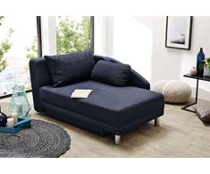 lifestyle4living Recamiere mit Schlaffunktion & Bettkasten in blau, Webstoff | Das Schlafsofa lädt mit Einer Liegefläche 84 x 200 cm und 2 Kissen zum Verweilen EIN