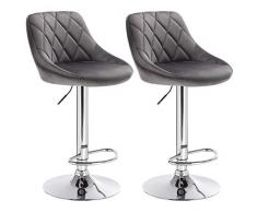 WOLTU BH138dgr-2 Barhocker Tresenhocker, gut gepolsterte Sitzfläche aus Samt, Höhenverstellbar, Drehbar, 2 x Hocker, Dunkelgrau