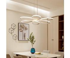 Henley LED Pendelleuchte Modern Beleuchtung Hängelampe Höhenverstellbar Lampe Kreative Design Ring Deckenleuchte 70W Pendellampe für Wohnzimmer Küche Weiß Acryl Leuchte Esstisch Kronleuchte Ø58CM , warmweißes