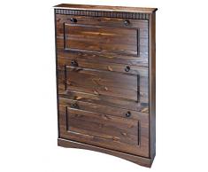 clever-moebel Schuhschrank kolonial Massiv Kiefer mit 3 Klappen, Schrank NEU