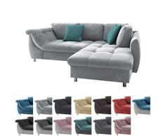 lifestyle4living Ecksofa mit Schlaffunktion | Eckcouch Eckgarnitur Polsterecke L Couch Sofa L Form | Wohnlandschaft inkl. Rückenkissen und Zierkissen | Stoff Grau