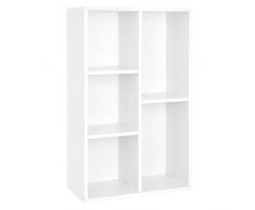VASAGLE Bücherregal mit 5 Fächern, Bücherschrank, Display-Regal, 50 x 80 x 24 cm (B x H x T), weiß LBC25WT