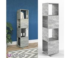 VICCO XXL Drehregal Regal 145cm hoch Ordnerregal Standregal Bücherregal Büro (Beton)