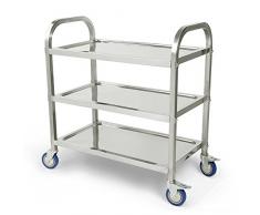 Flyelf 3 Borde Servierwagen Küchenwagen,Edelstahl Rollwagen Speisewagen 95x55x95cm