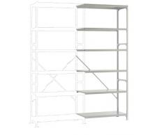 Manuflex Lagerregal Budget, Anbauregal mit 6 Stahlböden, HxBxT = 2500x1000x300 mm