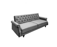 Invicta Interior Chesterfield 3-Sitzer Sofa Maison Belle AFFAIRE 220cm grau Samt mit Schlaffunktion Schlafsofa Schlafcouch