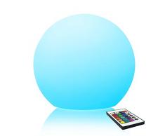 MR.GO 25cm LED-Kugel-Lampe, RGB Farbwechsel Kugelleuchte Tischleuchte mit Fernbedienung, 16 Farben, Dimmbar, Batterie Nachtlicht Stimmungslicht für Wohnzimmer, IP65 Wasserdicht Gartenkugel für Außen