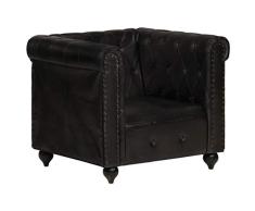 Festnight Chesterfield-Sessel Couch Couchsessel Loungesessel Relaxsessel Stühl Sessel Clubsessel Wohnzimmersessel Schwarz Echtleder 89 x 76 x 75 cm