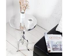 CAGÜ DESIGN BAROCK BEISTELLTISCH [LAVAL] RUND SILBER aus ALUMINIUM 55cm HÖHE