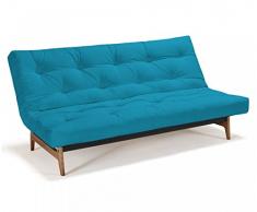 Futonsofa Aslak - Schlafsofa 140 x 200 cm mit Futon & Lattenrost, Farbe und Futon wählbar, Futonfarbe:Himmelblau, Futonauflage:Futon Nagaoka Latex
