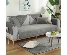 ENLAZY Vintage Spitze Wildleder Schnittsofa Schonbezug Plüsch Sofa Schonbezug Winter Anti-Rutsch Sofa Handtuchhüllen Sofaschutz Dekorative Gesteppte Sofaschutzhülle,Dunkelgrau,70 * 120 cm