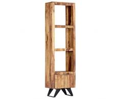 Tidyard Highboard Bücherschrank, Bücherregal Mit 1 Tür und 3 Regalböden, Wohnzimmerschrank für Wohnzimmer, Foyer, Büro, Aufbewahrung,Sheesham-Massivholz,Abmessungen:45 x 28 x 180 cm (B x T x H)